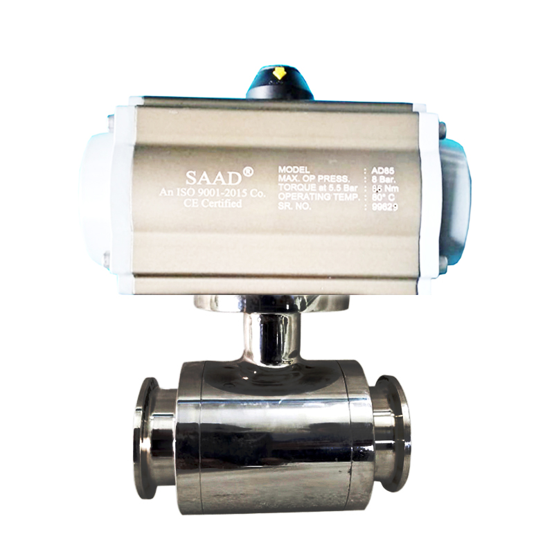 Pneumatic Actuator Operated Single Piece Pharma Ball Valve TC End 